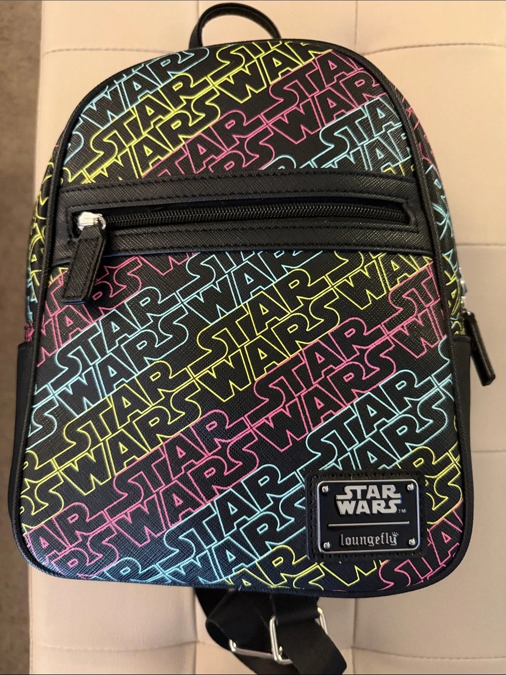 Loungefly Black Mini Backpack with Neon Star Wars Logo Print
